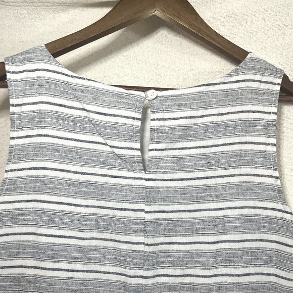 Sleeveless Linen-Cotton Striped Dress/Tunic, M - Picture 3 of 7